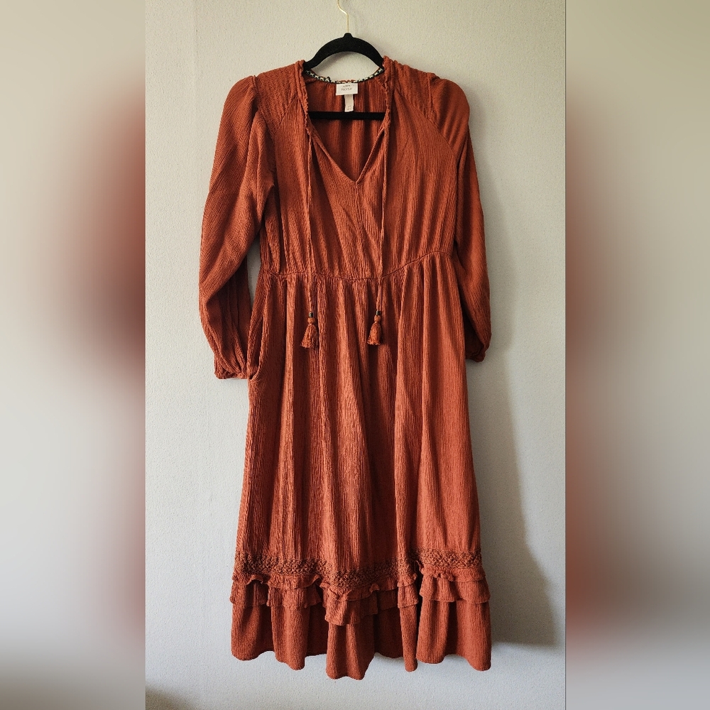 Knox Rose Orange Ruffled Tiered Sundress